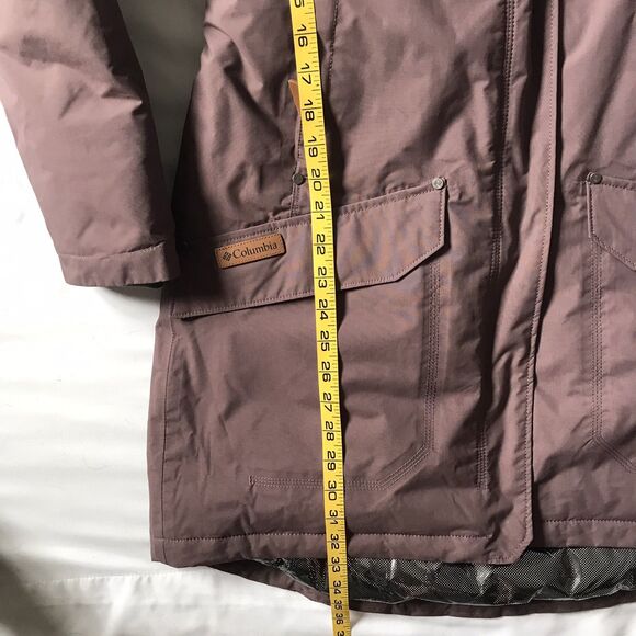 $350 Columbia Icelandite Turbodown Parka Coat SZ M Insulated Hooded Long Mauve - Picture 10 of 12